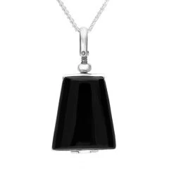 Sterling Silver Whitby Jet Glass Trapezium Locket