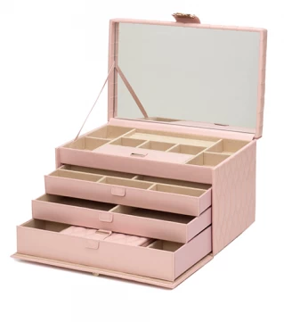 WOLF Jewellery Box Caroline Large Rose Quartz 1 WOLF Jewellery Box Caroline Large Rose Quartz