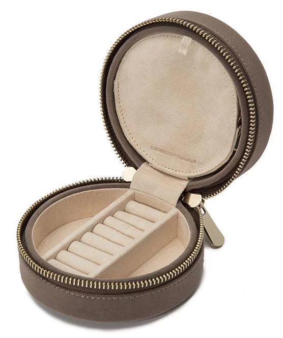 WOLF Jewellery Travel Case Zoe Round Mink 1 WOLF Jewellery Travel Case Zoe Round Mink