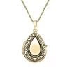 Yellow Gold Plated Sterling Silver Pear Pattern Edge Keepsake Locket