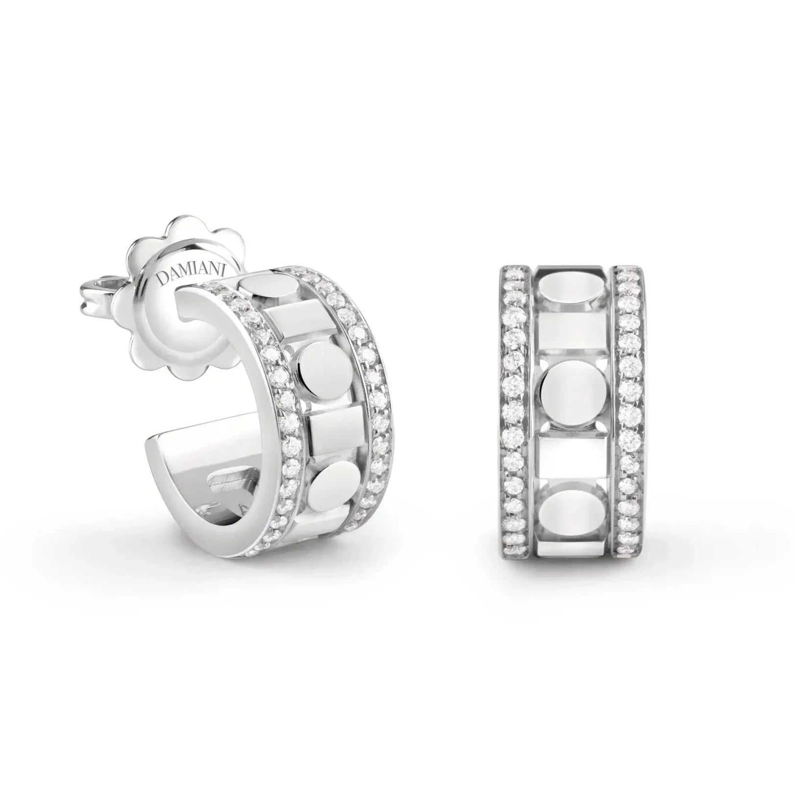 Damiani Belle Epoque Reel 18ct White Gold 0.25ct Diamond Hoop Earrings 1 Damiani Belle Epoque Reel 18ct White Gold 0.25ct Diamond Hoop Earrings