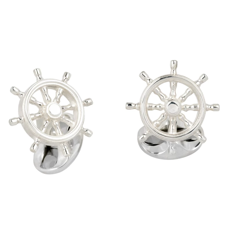 Deakin & Francis Sterling Silver Ship Wheel Cufflinks 1 Deakin & Francis Sterling Silver Ship Wheel Cufflinks