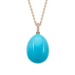 Faberge Essence 18ct Rose Gold Neon Blue Egg Pendant With Diamond Bail