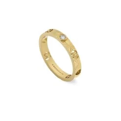 Gucci Icon 18ct Yellow Gold Diamond Heart Band Ring
