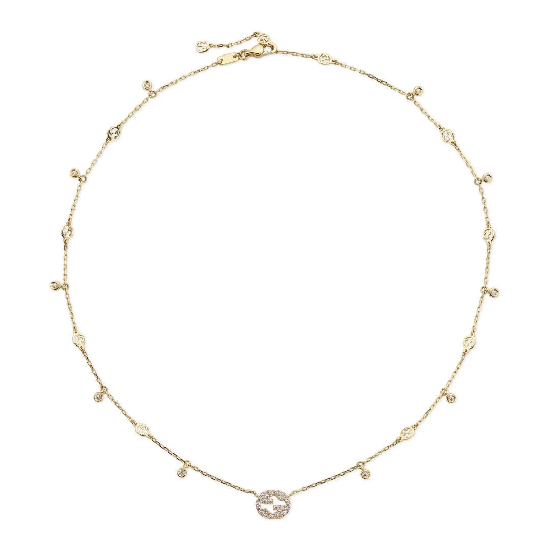 Gucci Interlocking G 18ct Yellow Gold 0.27ct Diamond Necklace 1 Gucci Interlocking G 18ct Yellow Gold 0.27ct Diamond Necklace