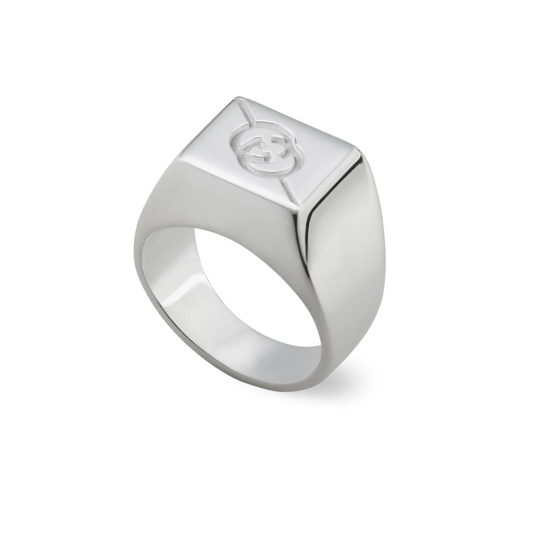 Gucci Interlocking G Sterling Silver Signet Ring 1 Gucci Interlocking G Sterling Silver Signet Ring