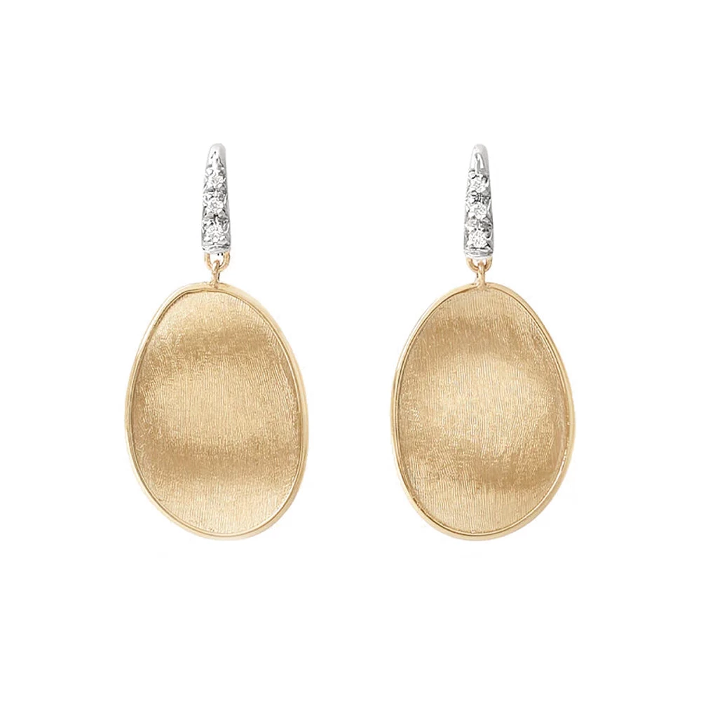 Marco Bicego Lunaria 18ct Yellow Gold 0.05ct Diamond Drop Earrings 1 Marco Bicego Lunaria 18ct Yellow Gold 0.05ct Diamond Drop Earrings