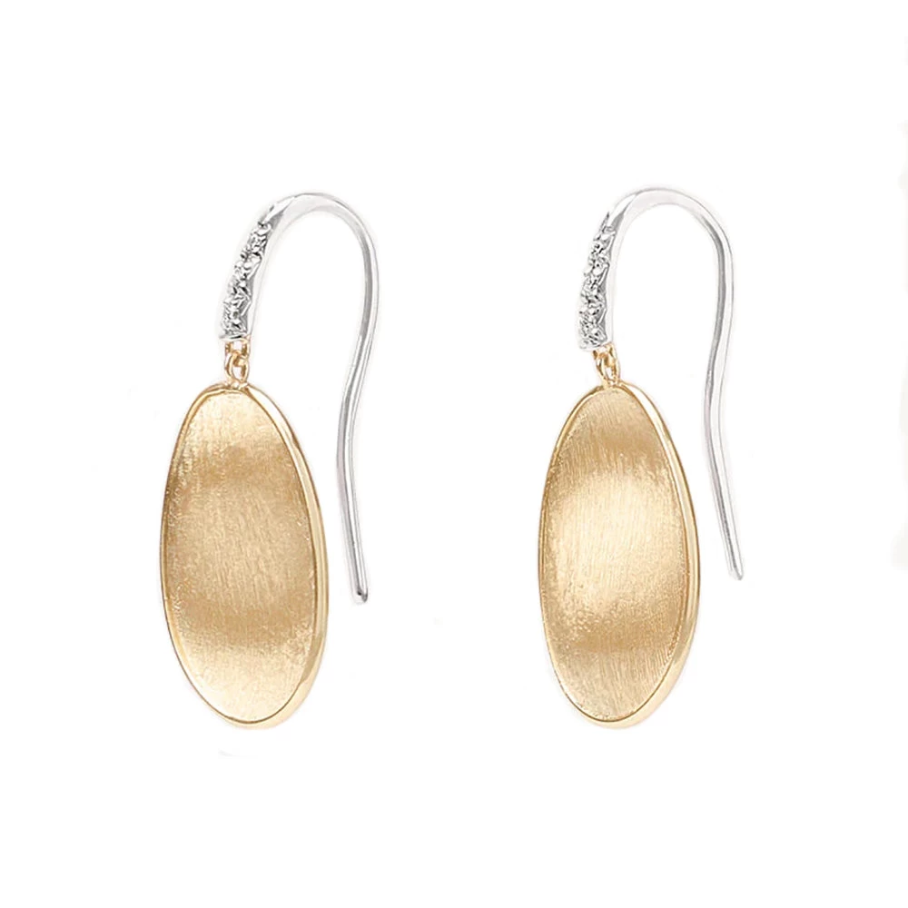 Marco Bicego Lunaria 18ct Yellow Gold 0.05ct Diamond Drop Earrings 2 Marco Bicego Lunaria 18ct Yellow Gold 0.05ct Diamond Drop Earrings - Image 2