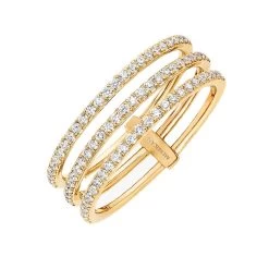 Messika Gatsby 18ct Yellow Gold 0.41ct Diamond Three Row Ring
