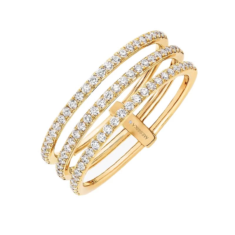 Messika Gatsby 18ct Yellow Gold 0.41ct Diamond Three Row Ring 1 Messika Gatsby 18ct Yellow Gold 0.41ct Diamond Three Row Ring