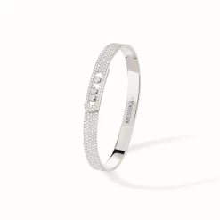 Messika Move Noa 18ct White Gold 2.30ct Diamond Pave Bangle