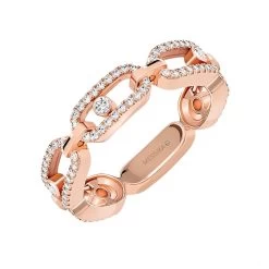 Messika Move Uno 18ct Rose Gold Diamond Multi Pavee Ring