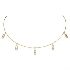 Messika Move Uno 18ct Yellow Gold Diamond Pave Drop Pendant Choker