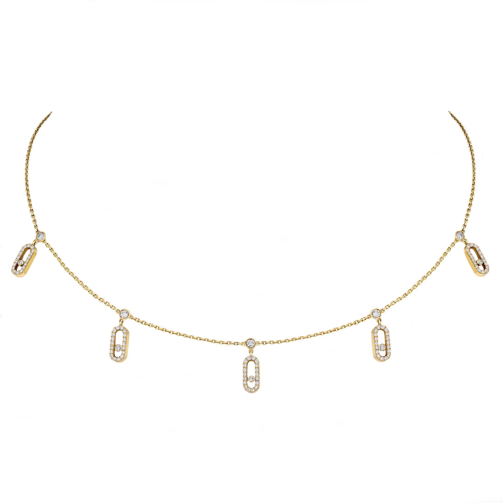 Messika Move Uno 18ct Yellow Gold Diamond Pave Drop Pendant Choker 1 Messika Move Uno 18ct Yellow Gold Diamond Pave Drop Pendant Choker