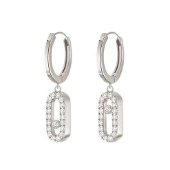 Messika Move Uno 18ct White Gold 0.19ct Diamond Hoop Earrings
