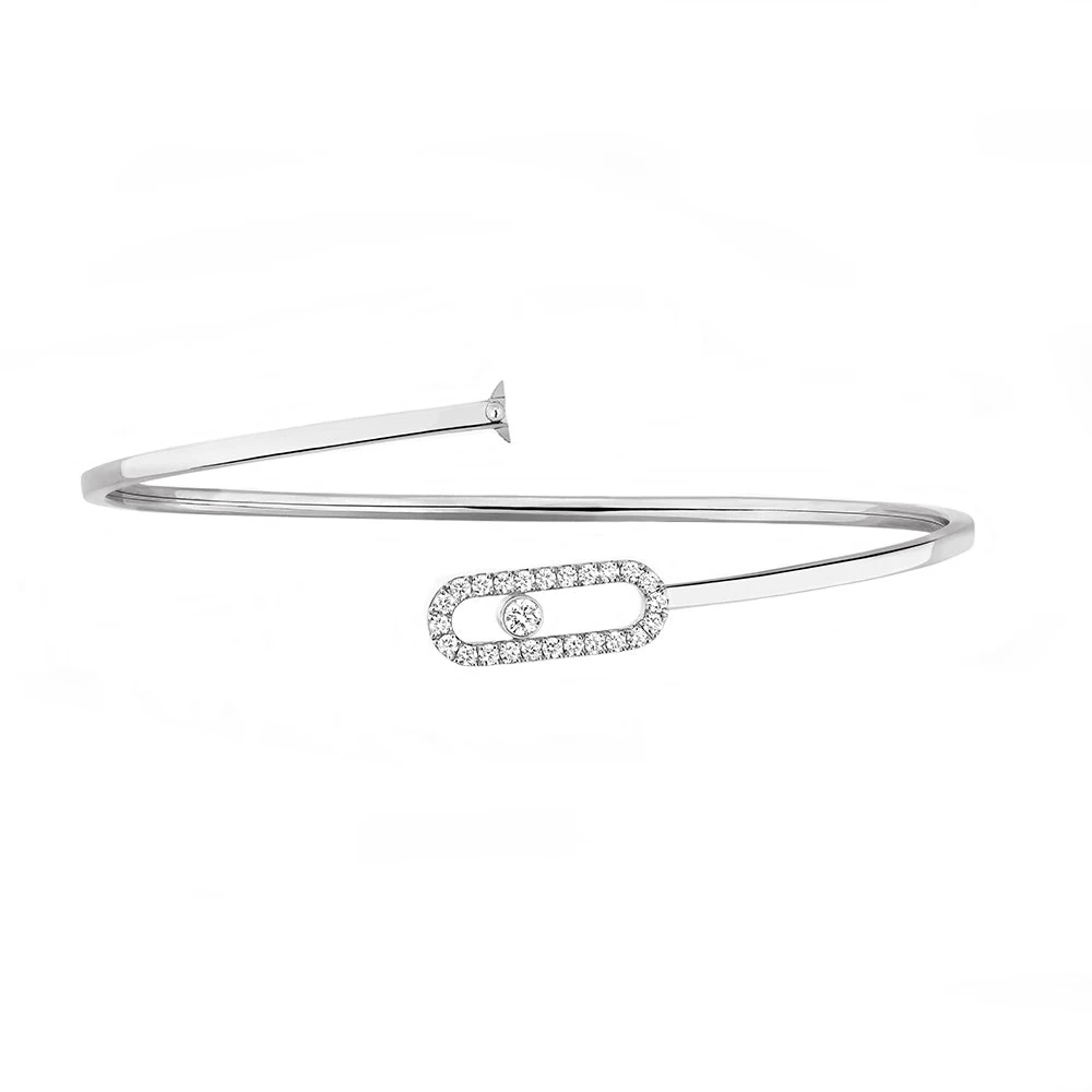 Messika Move Uno 18ct White Gold 0.34ct Diamond Pave Flex Bangle 2 Messika Move Uno 18ct White Gold 0.34ct Diamond Pave Flex Bangle - Image 2