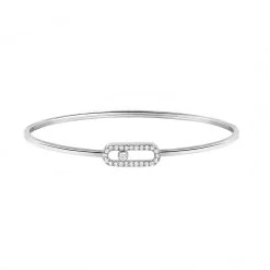 Messika Move Uno 18ct White Gold 0.34ct Diamond Pave Flex Bangle