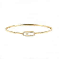 Messika Move Uno 18ct Yellow Gold 0.34ct Diamond Pave Flex Bangle