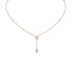 Messika My Twin 18ct Rose Gold 0.35ct Diamond Tie Necklace