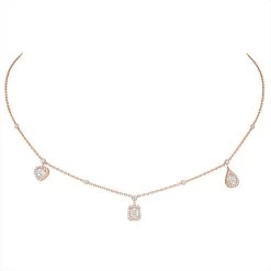 Messika My Twin 18ct Rose Gold 0.76ct Diamond Trio Necklace