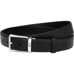Montblanc Belt Trapeze Shiny Palladium Coated Pin Buckle Black