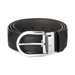 Montblanc Horseshoe Buckle Printed Black 40 Mm Leather Belt