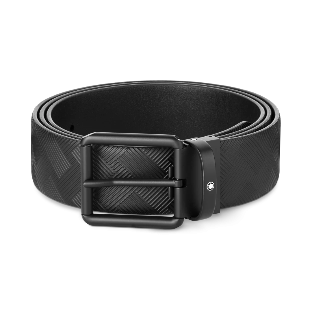 Montblanc Printed Black/Plain Black 35 Mm Reversible Leather Belt 1 Montblanc Printed Black/Plain Black 35 Mm Reversible Leather Belt
