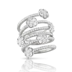 Pasquale Bruni Figlia Dei Fiori 18ct White Gold Diamond Six Flower Twist Ring