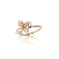 Pasquale Bruni Petit Garden 18ct Rose Gold White And Champagne Diamond Small Flower Ring