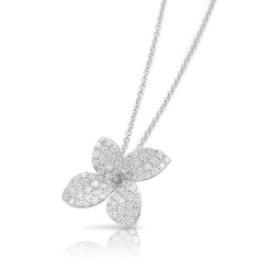 Pasquale Bruni Petit Garden 18ct White Gold 0.70ct Diamond Medium Flower Necklace