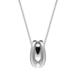 Platinum 0.10ct Diamond Satin Finish Necklace