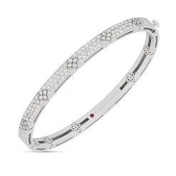 Roberto Coin Love In Verona 18ct White Gold 1.62ct Diamond Pave Bangle