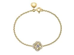 Shaun Leane Entwined 18ct Yellow Gold Diamond Pave Petal Flower Bracelet