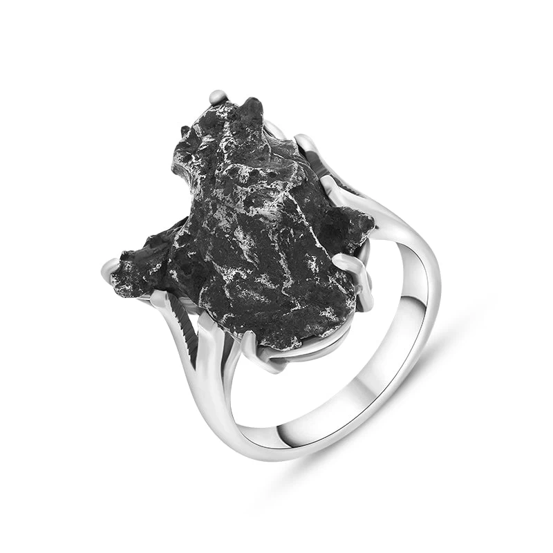 Sterling Silver Meteorite Unique Ring D 1 Sterling Silver Meteorite Unique Ring D