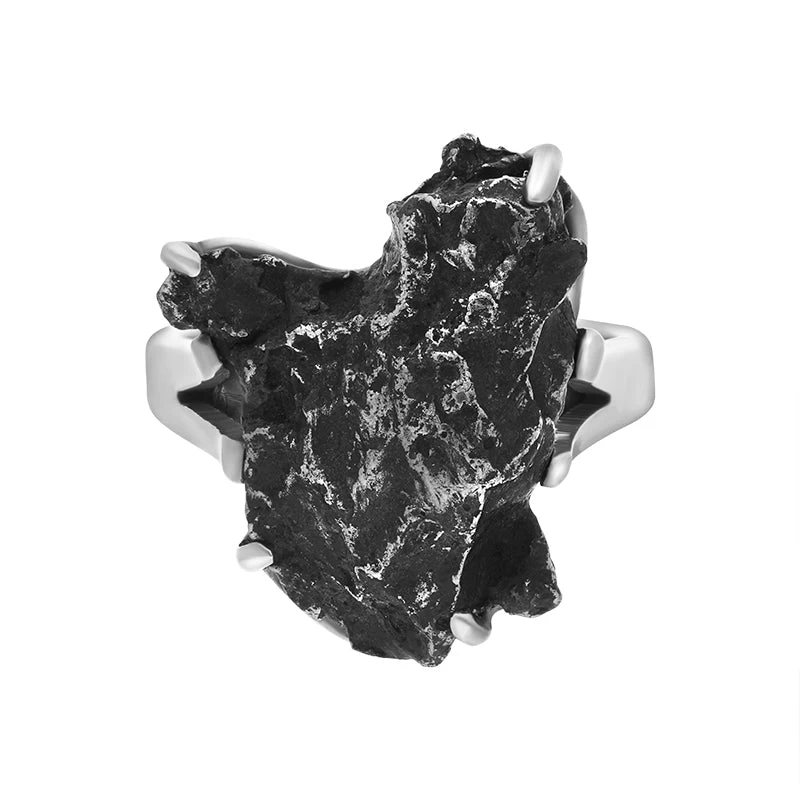 Sterling Silver Meteorite Unique Ring D 2 Sterling Silver Meteorite Unique Ring D - Image 2
