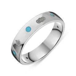 Sterling Silver Turquoise Queen's Jubilee Hallmark 5mm Ring
