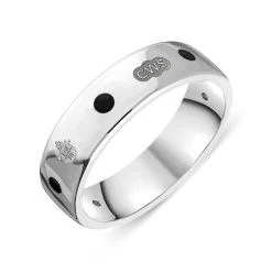 Sterling Silver Whitby Jet Queen's Jubilee Hallmark 6mm Ring D