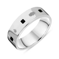 Sterling Silver Whitby Jet Queen's Jubilee Hallmark Princess Cut 6mm Ring D