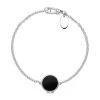 Sterling Silver Whitby Jet Round Locket Chain Bracelet