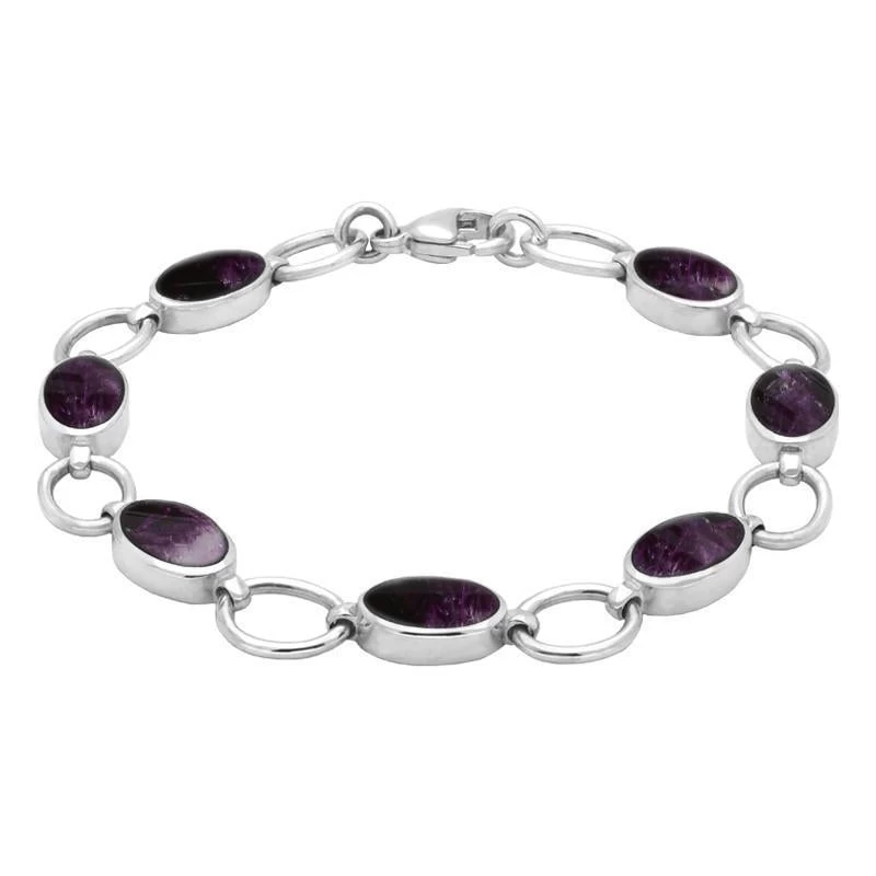 Sterling Silver Blue John Oval Four Piece Set 4 Sterling Silver Blue John Oval Four Piece Set - Image 4