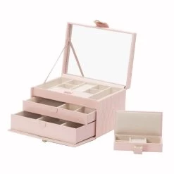 WOLF Jewellery Box Caroline Medium Rose Quartz
